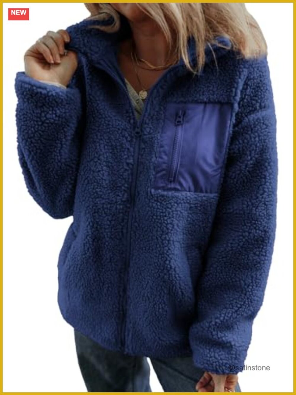 Women's Fleece Teddy Jacket Long Sleeve Warm Winter Full Zip Side Pockets